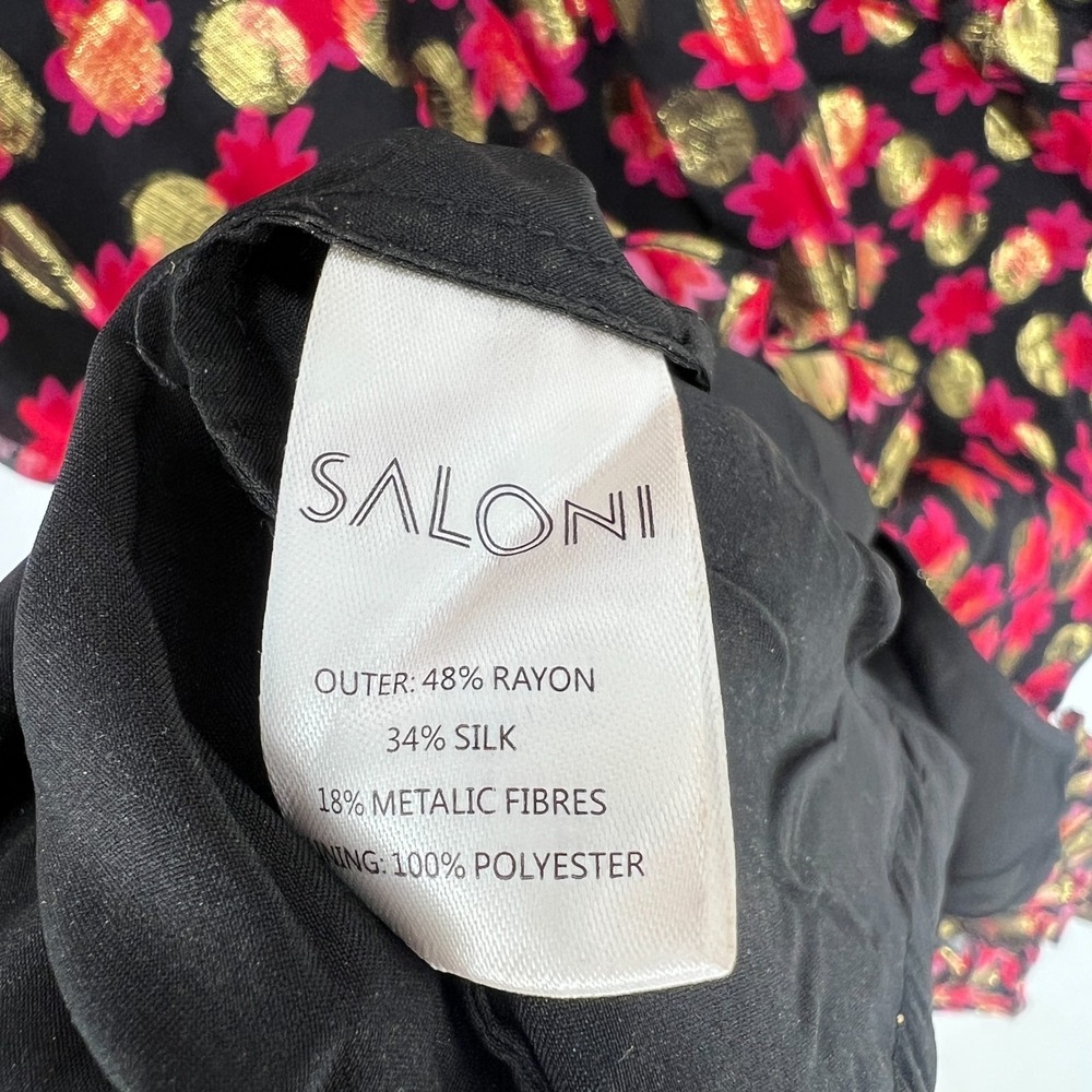 Saloni Anita Dress Womens 10 Floral Polka Dot Event Wedding Metallic Sparkle‎ - Picture 9 of 12